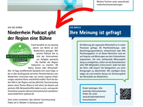 Niederrhein Podcast in der IHK Zeitschrift